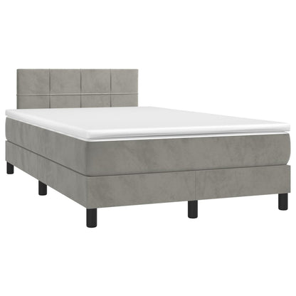 Box Spring Postel S Matrací Samet Světle Šedá