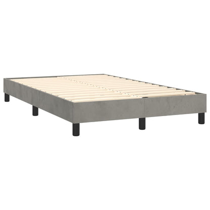 Box Spring Postel S Matrací Samet Světle Šedá