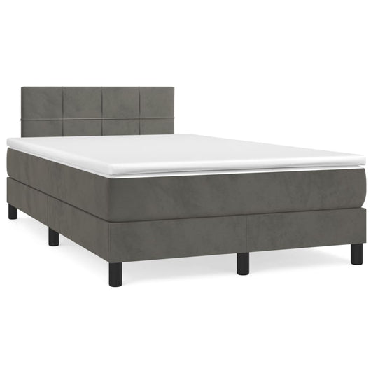 Box Spring Postel S Matrací Samet Tmavě Šedá