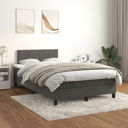 Box Spring Postel S Matrací Samet Tmavě Šedá