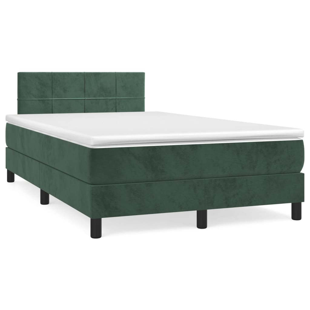 Box Spring Postel S Matrací Tmavě Zelená 120 X 200 Cm Samet