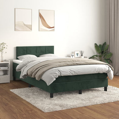 Box Spring Postel S Matrací Tmavě Zelená 120 X 200 Cm Samet