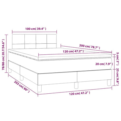 Box Spring Postel S Matrací Tmavě Modrá 120 X 200 Cm Samet