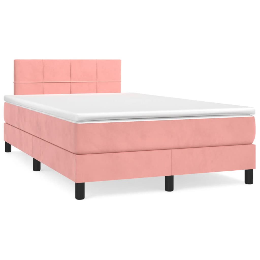 Box Spring Postel S Matrací Růžová 120 X 200 Cm Samet