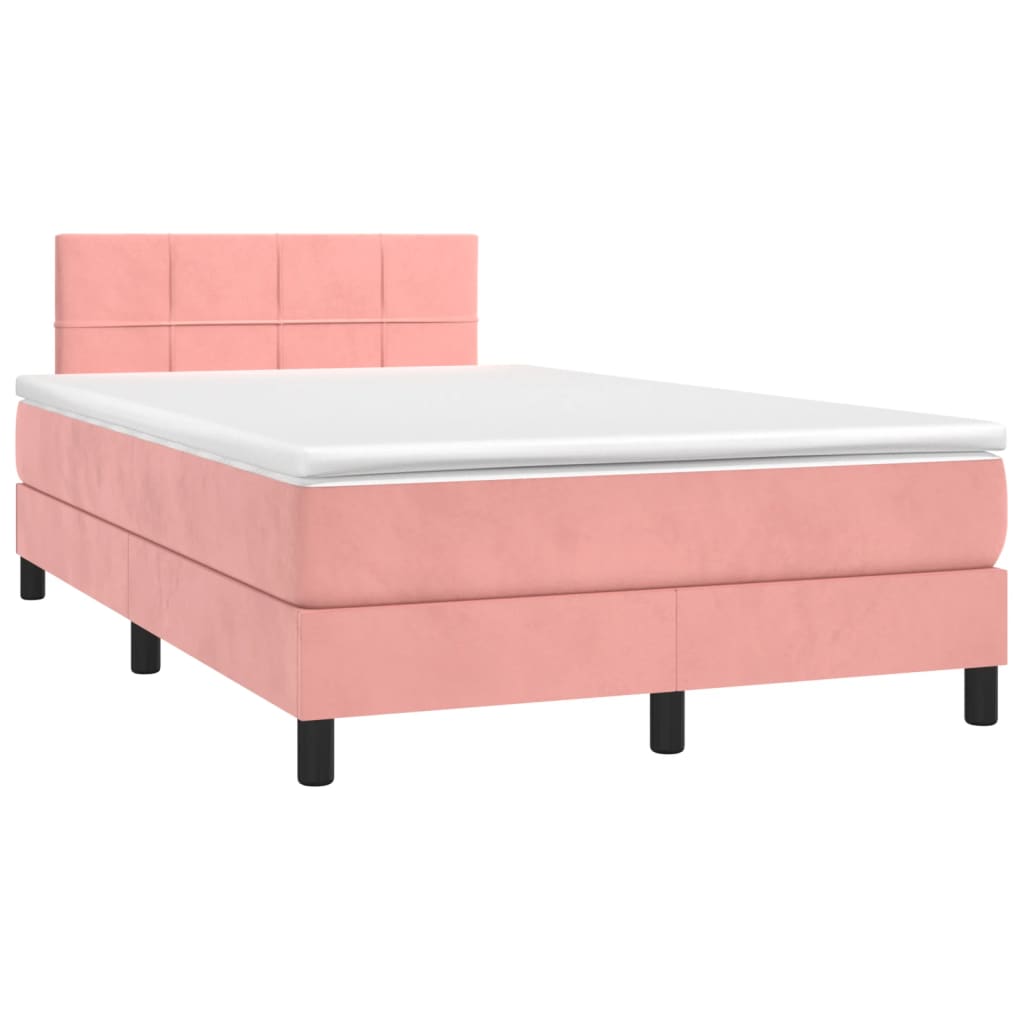 Box Spring Postel S Matrací Růžová 120 X 200 Cm Samet