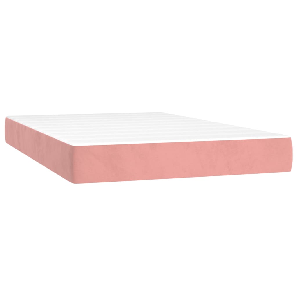 Box Spring Postel S Matrací Růžová 120 X 200 Cm Samet