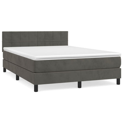 Box Spring Postel S Matrací Tmavě Šedý Samet Tmavě Šedá