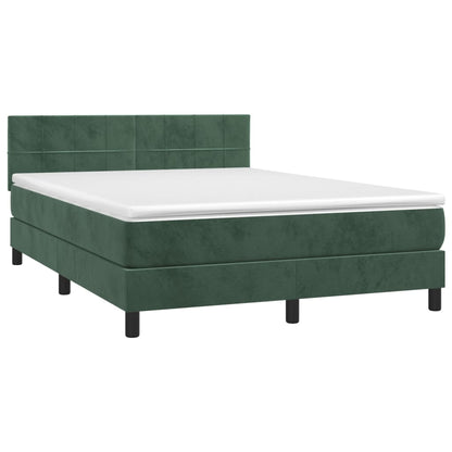 Box Spring Postel S Matrací Tmavě Zelená 140X190 Cm Samet