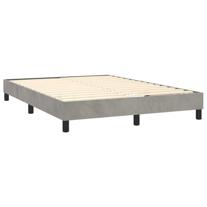 Box Spring Postel S Matrací Samet Světle Šedá