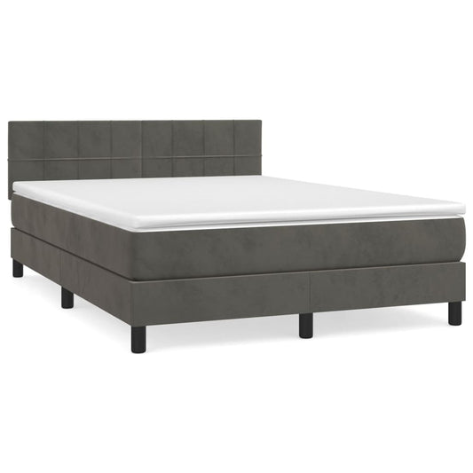 Box Spring Postel S Matrací Samet Tmavě Šedá