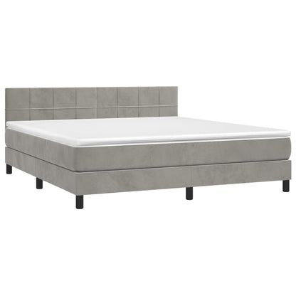 Box Spring Postel S Matrací Samet Světle Šedá