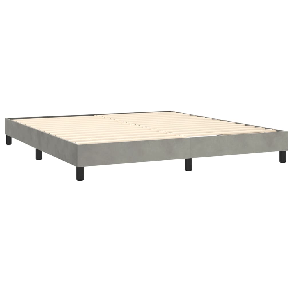 Box Spring Postel S Matrací Samet Světle Šedá