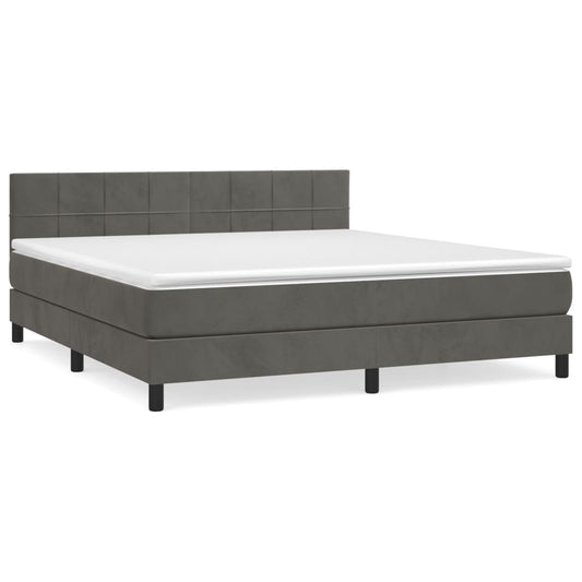 Box Spring Postel S Matrací Samet Tmavě Šedá