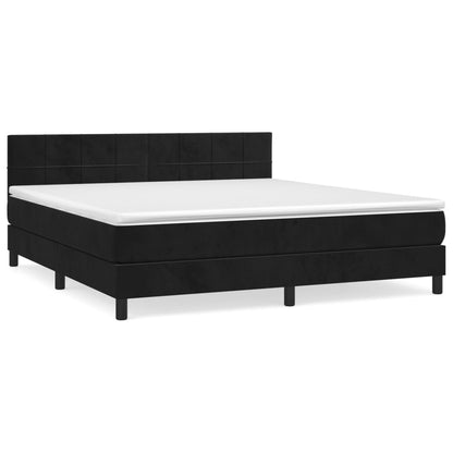 Box Spring Postel S Matrací Černá 160X200 Cm Samet