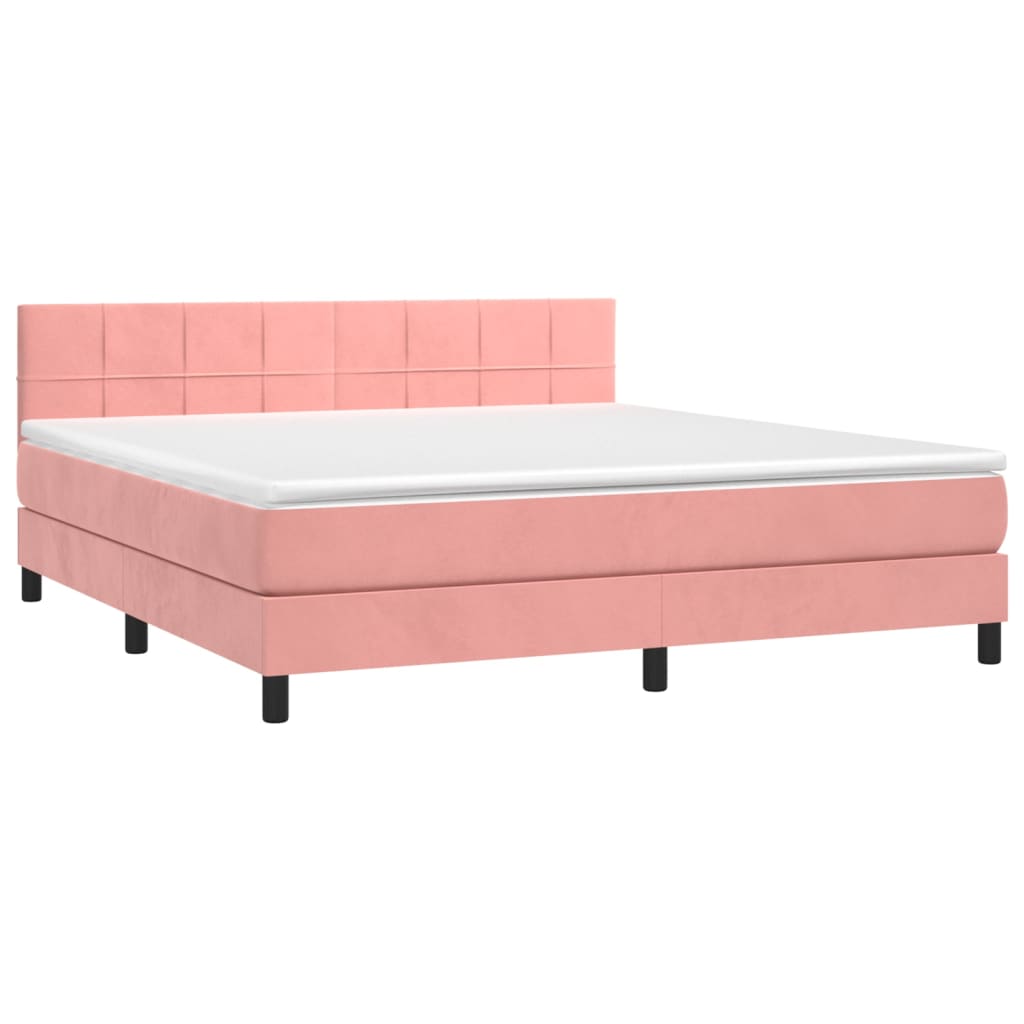 Box Spring Postel S Matrací Růžová 160X200 Cm Samet