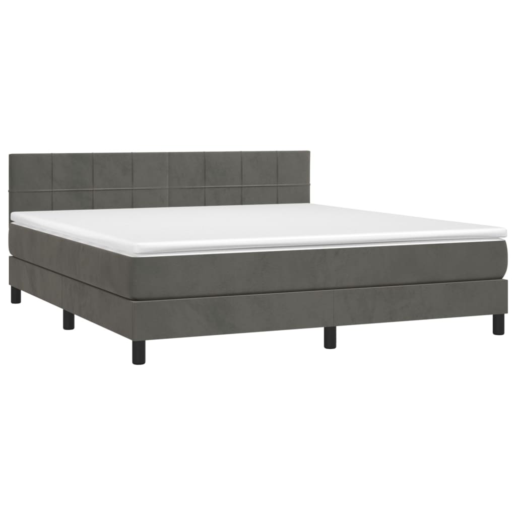 Box Spring Postel S Matrací Samet Tmavě Šedá