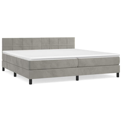 Box Spring Postel S Matrací Samet Světle Šedá