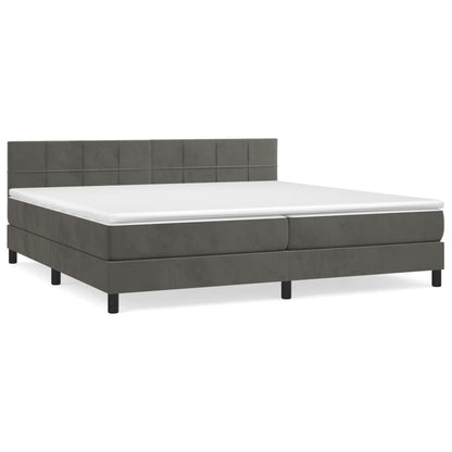 Box Spring Postel S Matrací Samet Tmavě Šedá