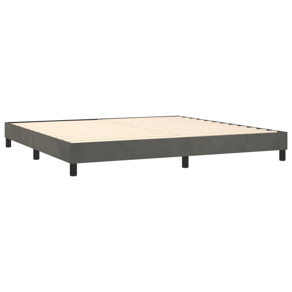 Box Spring Postel S Matrací Samet Tmavě Šedá