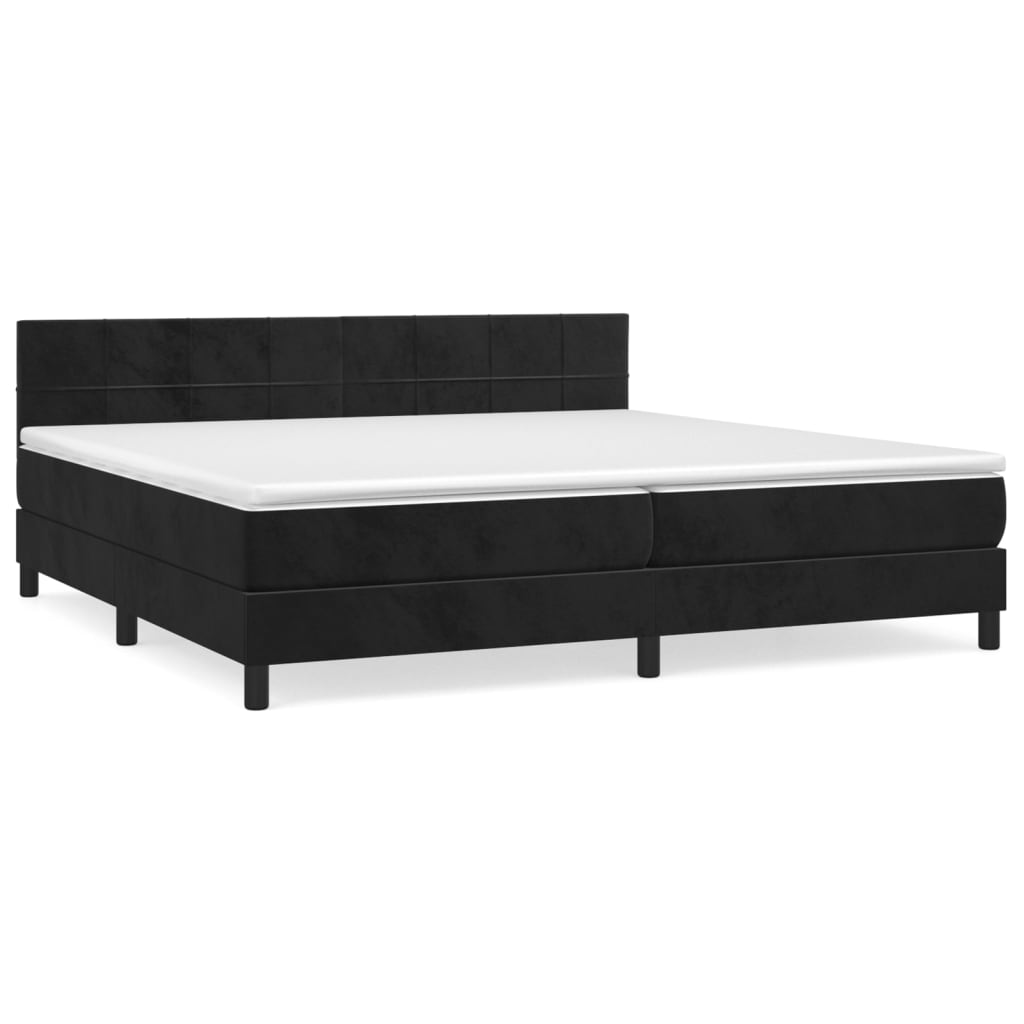 Box Spring Postel S Matrací Černá 200X200 Cm Samet