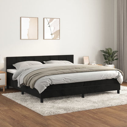 Box Spring Postel S Matrací Černá 200X200 Cm Samet