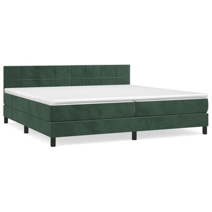 Box Spring Postel S Matrací Tmavě Zelená 200X200 Cm Samet