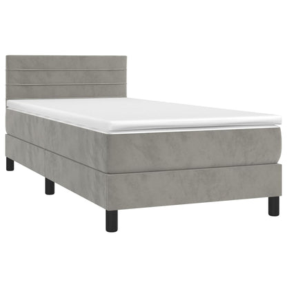 Box Spring Postel S Matrací Světle Šedá 90X190 Cm Samet