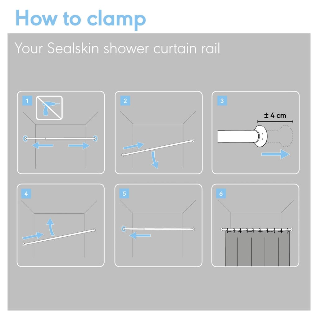 Sealskin Teleskopická Tyč Na Sprchový Závěs 125–220 Cm Černá