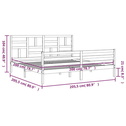 Rám Postele S Čelem Bílý 200 X 200 Cm Masivní Dřevo