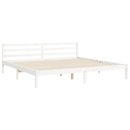 Rám Postele S Čelem Bílý 200 X 200 Cm Masivní Dřevo