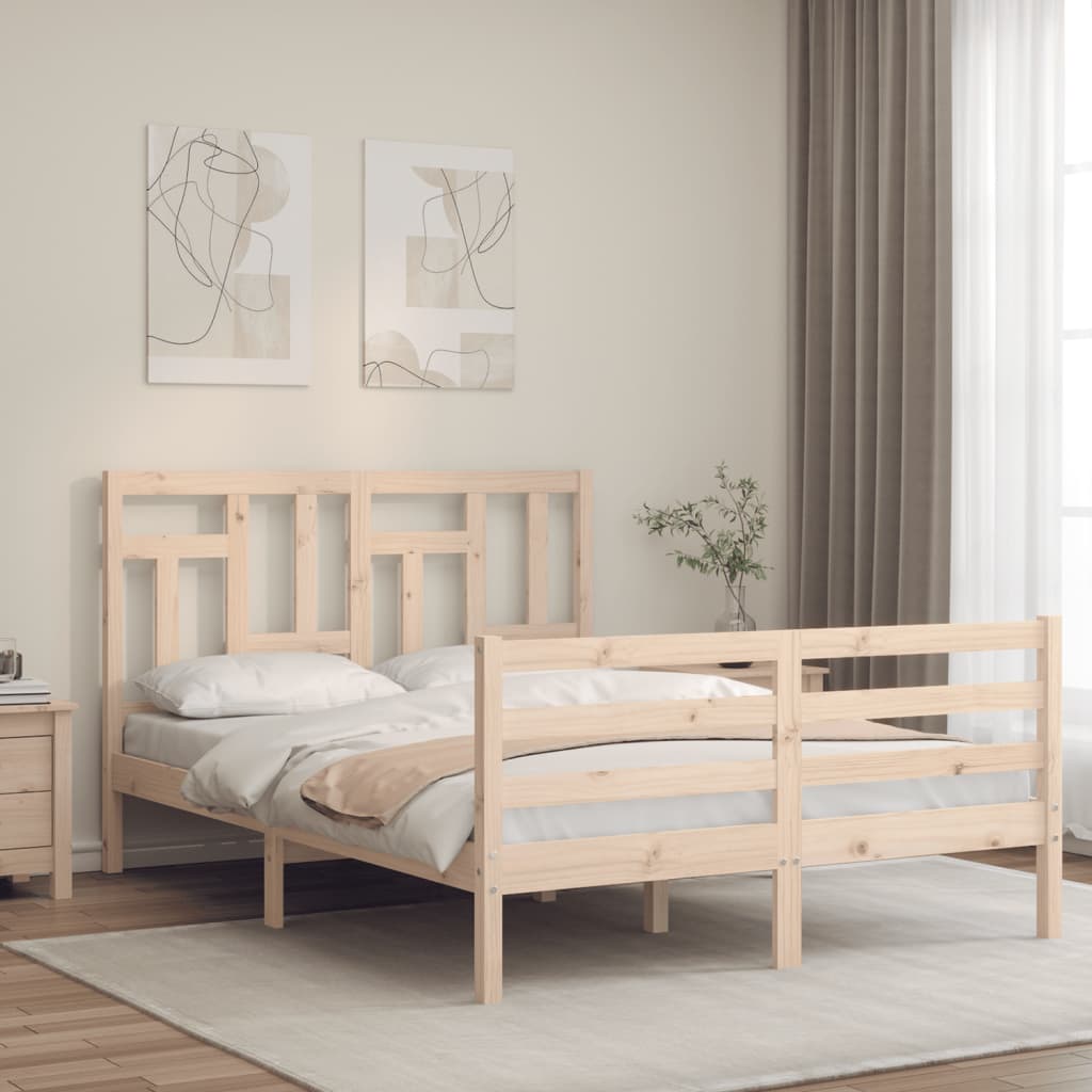 Rám Postele S Čelem 140 X 190 Cm Masivní Dřevo