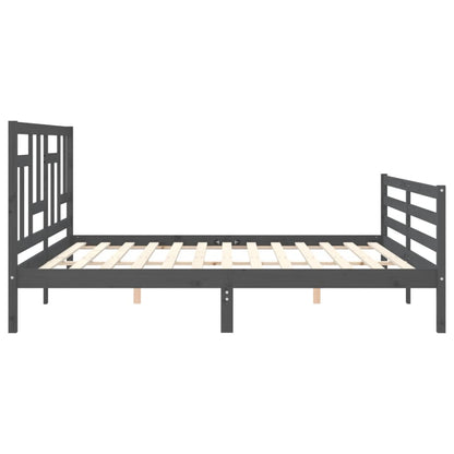 Rám Postele S Čelem Šedý 200 X 200 Cm Masivní Dřevo