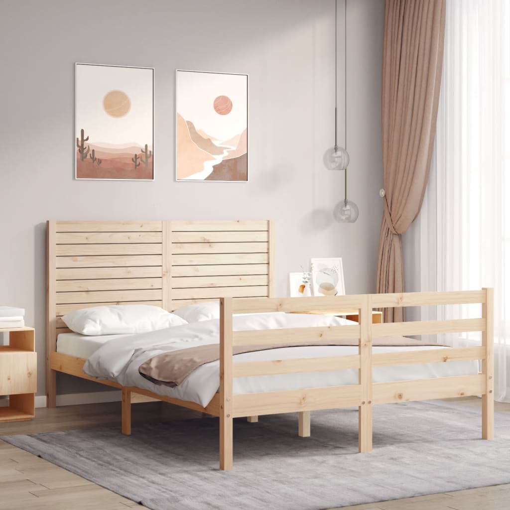 Rám Postele S Čelem 140 X 190 Cm Masivní Dřevo