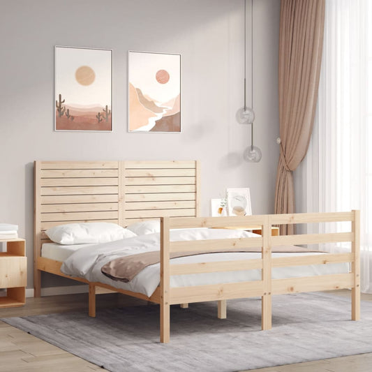 Rám Postele S Čelem 140 X 190 Cm Masivní Dřevo