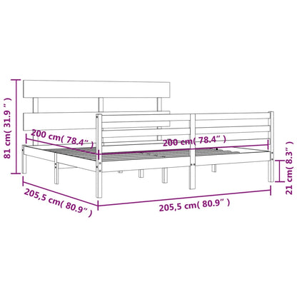 Rám Postele S Čelem Bílý 200 X 200 Cm Masivní Dřevo