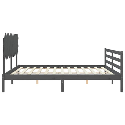 Rám Postele S Čelem Šedý 200 X 200 Cm Masivní Dřevo