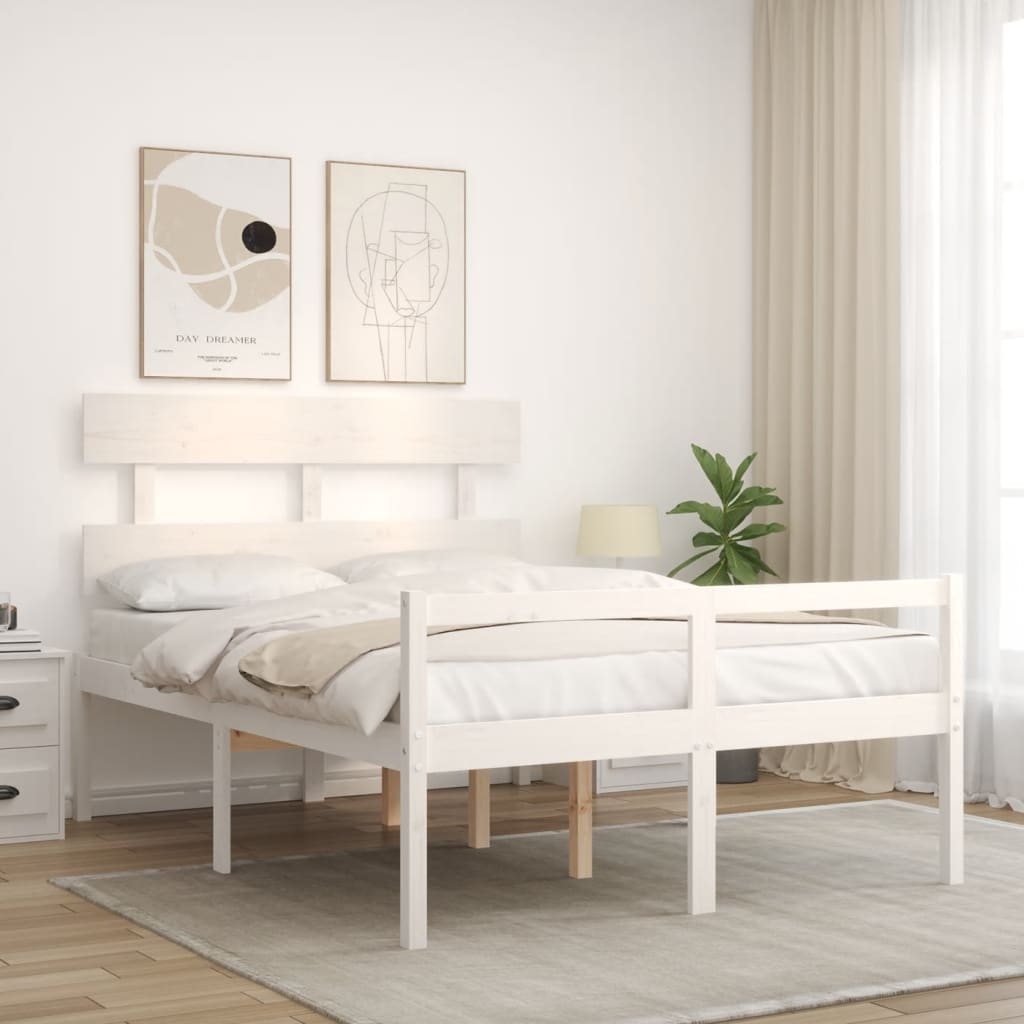 Postel S Čelem Pro Seniory Bílý 120X200 Cm Masivní Dřevo