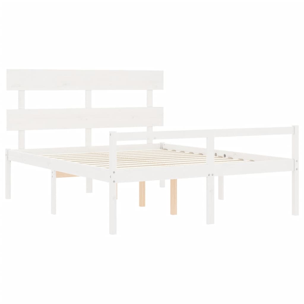 Postel S Čelem Pro Seniory Bílý 160X200 Cm Masivní Dřevo