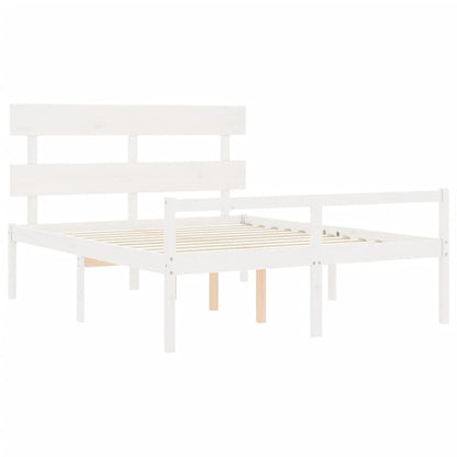Postel S Čelem Pro Seniory Bílý 160X200 Cm Masivní Dřevo
