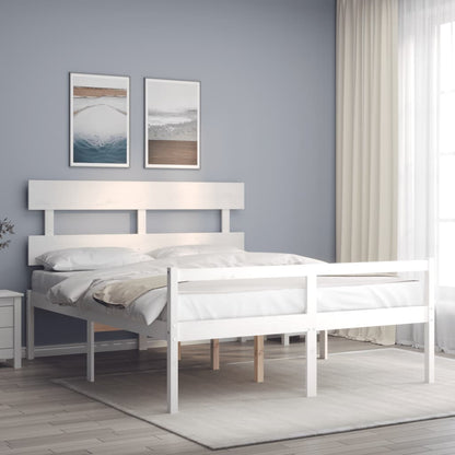 Postel S Čelem Pro Seniory Bílý 160X200 Cm Masivní Dřevo