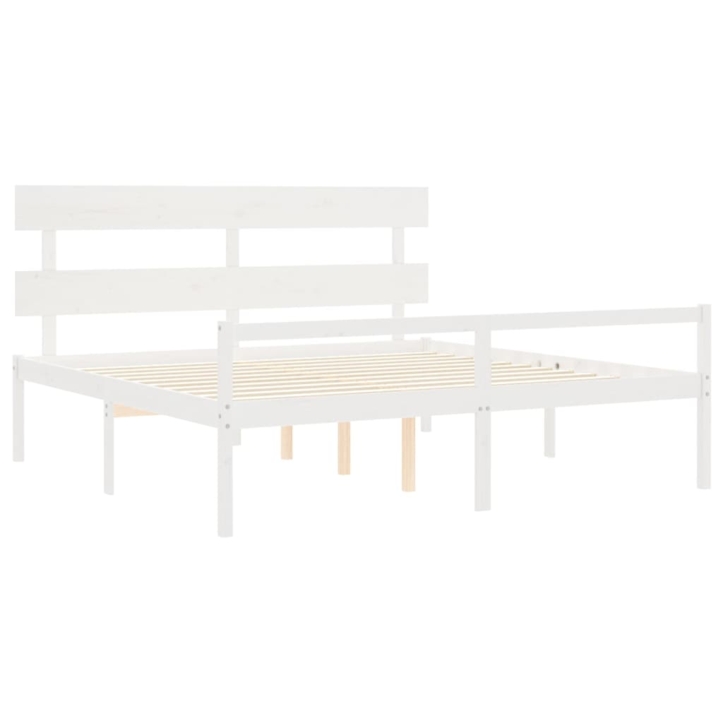 Postel S Čelem Pro Seniory Bílý 200X200 Cm Masivní Dřevo
