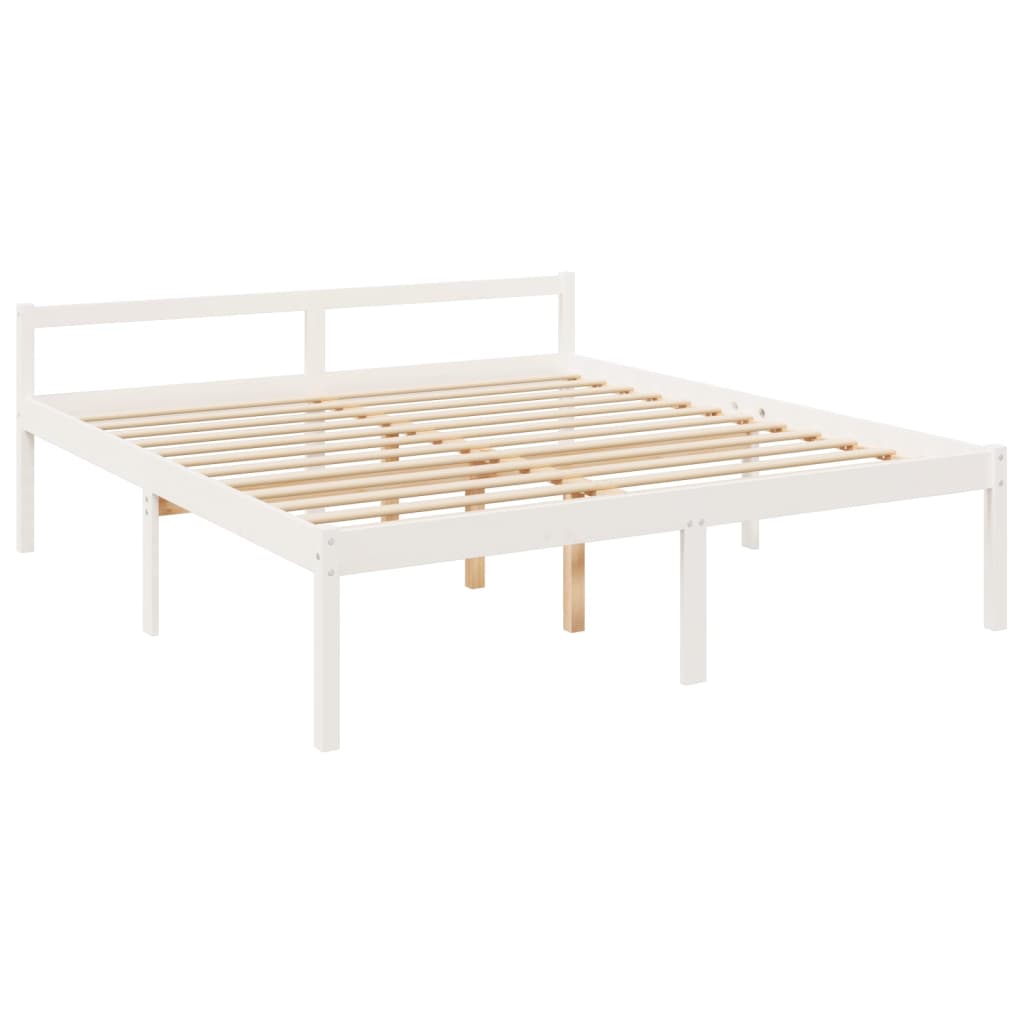 Postel S Čelem Pro Seniory Bílý 200X200 Cm Masivní Dřevo