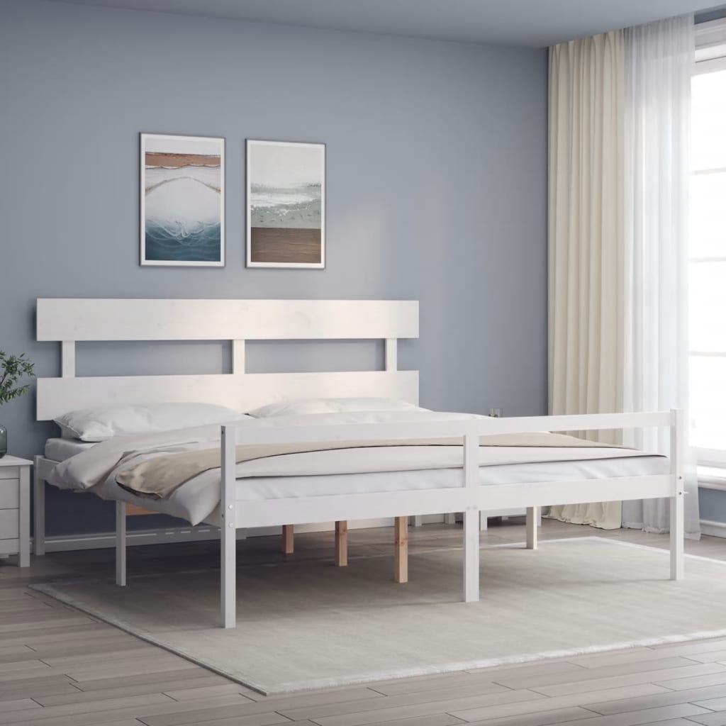 Postel S Čelem Pro Seniory Bílý 200X200 Cm Masivní Dřevo