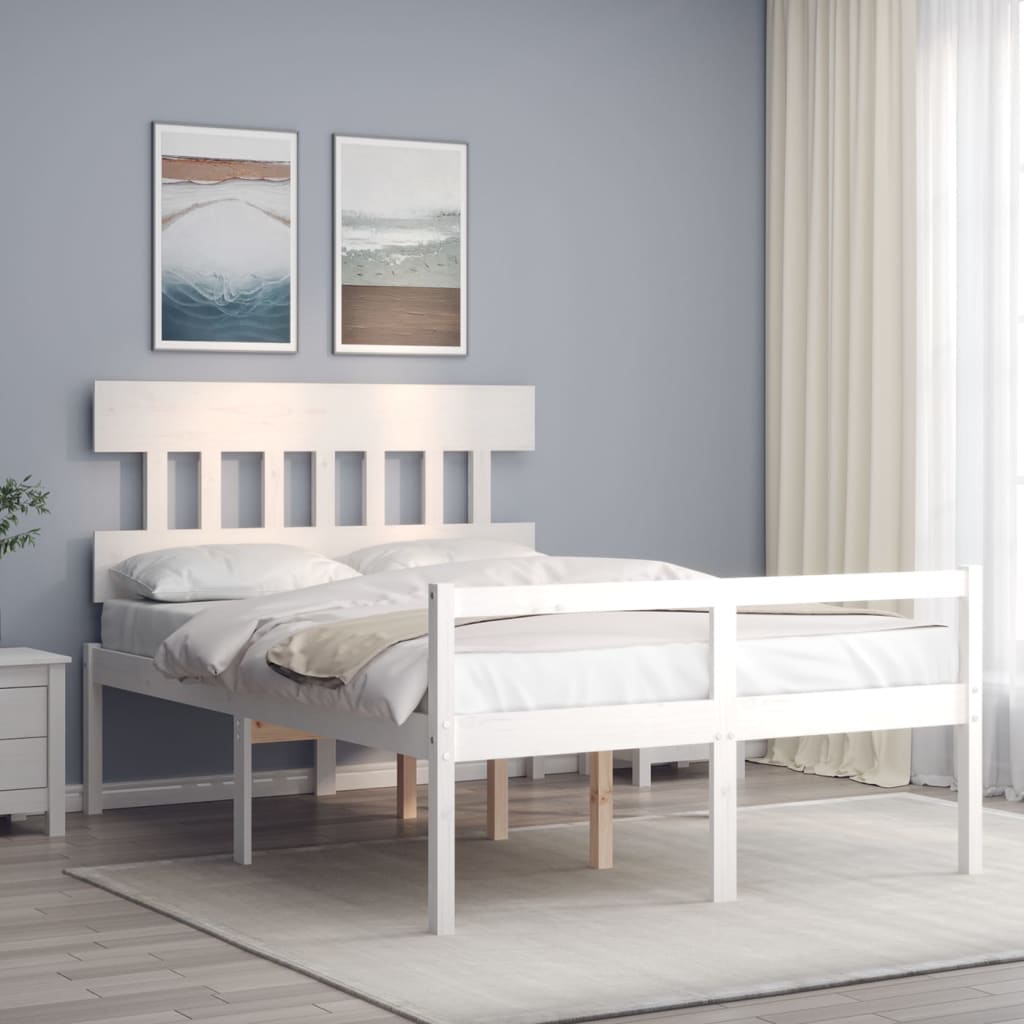 Postel S Čelem Pro Seniory Bílý Small Double Masivní Dřevo