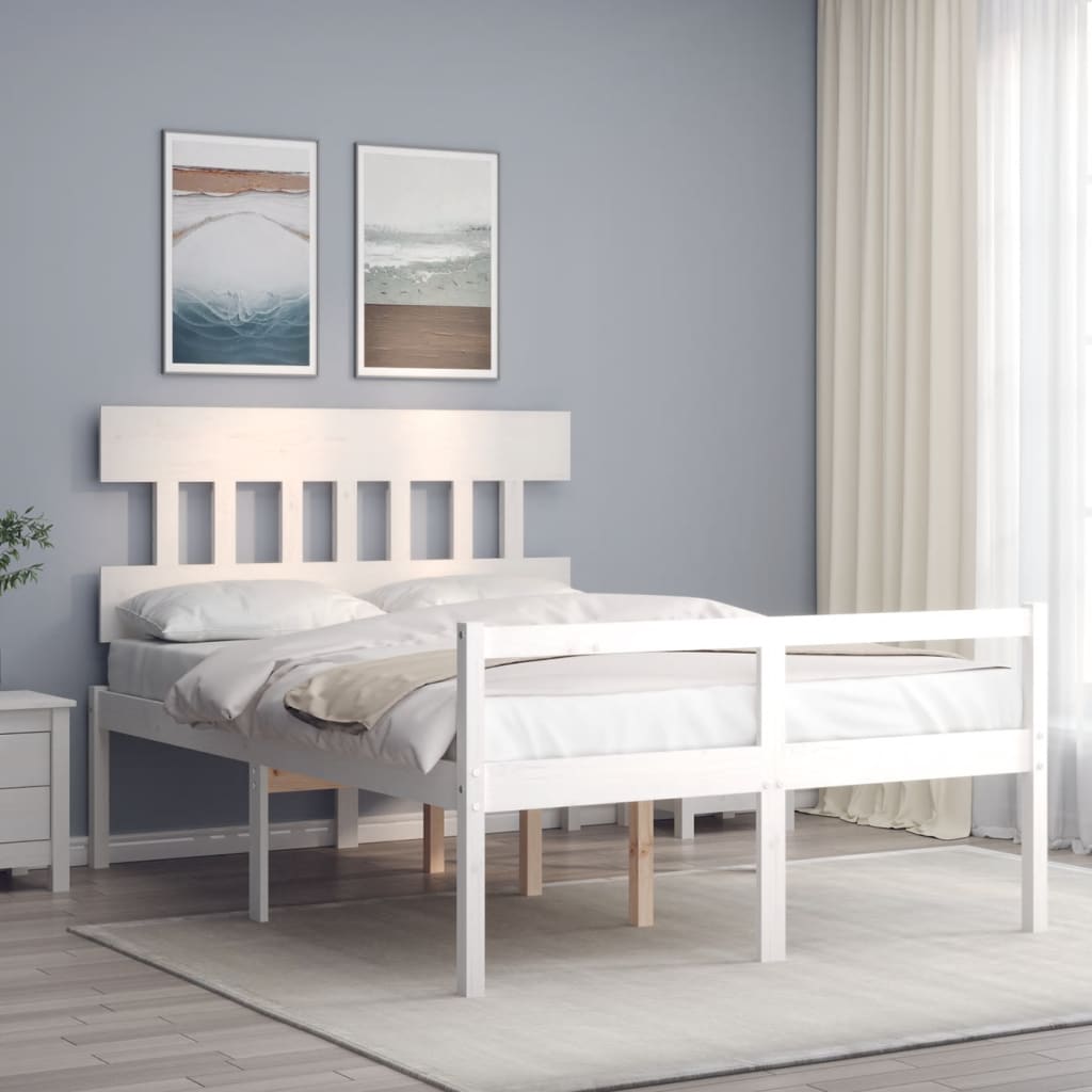 Postel S Čelem Pro Seniory Bílý 140X190 Cm Masivní Dřevo