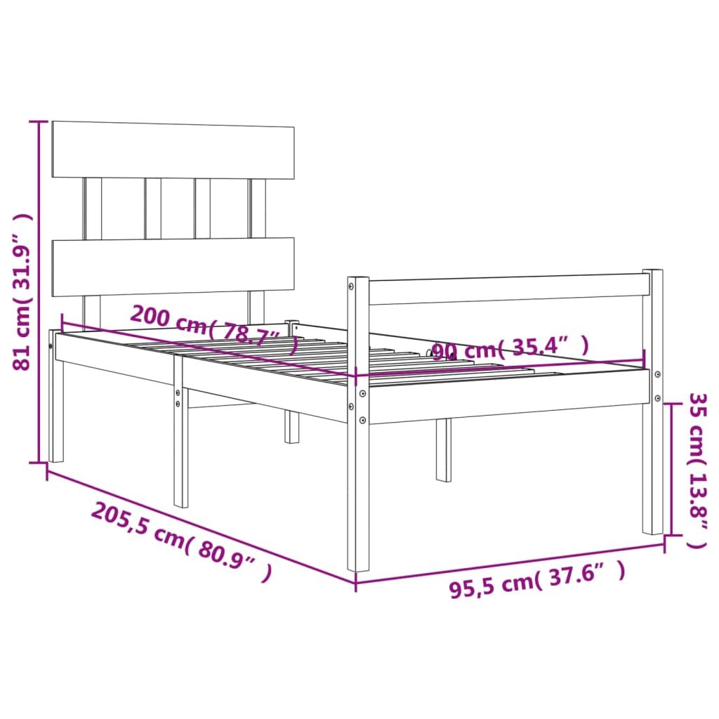 Postel S Čelem Pro Seniory 90X200 Cm Masivní Dřevo