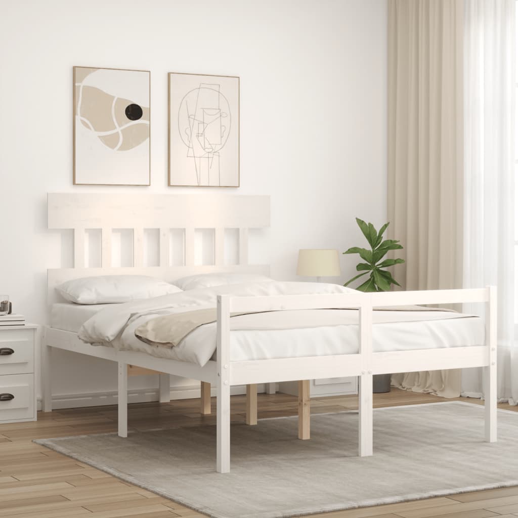 Postel S Čelem Pro Seniory Bílý 140X200 Cm Masivní Dřevo