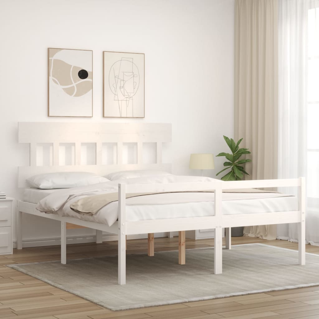Postel S Čelem Pro Seniory Bílý 160X200 Cm Masivní Dřevo