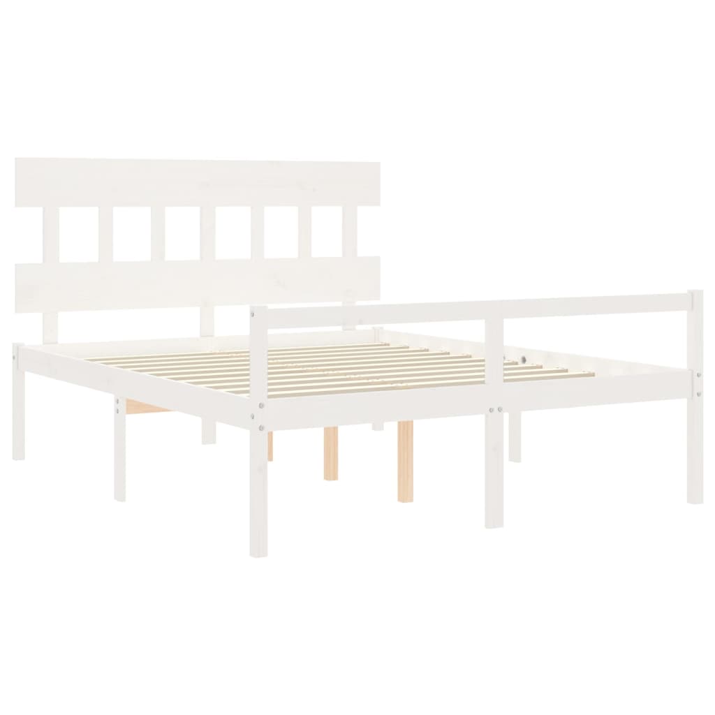 Postel S Čelem Pro Seniory Bílý 160X200 Cm Masivní Dřevo