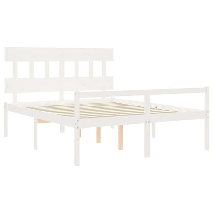 Postel S Čelem Pro Seniory Bílý 160X200 Cm Masivní Dřevo